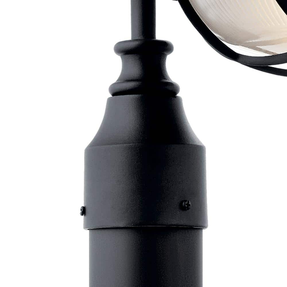 Harvest Ridge Black Aluminum Outdoor Post Light with White Shade