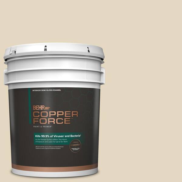 COPPER FORCE 5 gal. #S320-2 Pale Parsnip Semi-Gloss Enamel Virucidal and Antibacterial Interior Paint & Primer