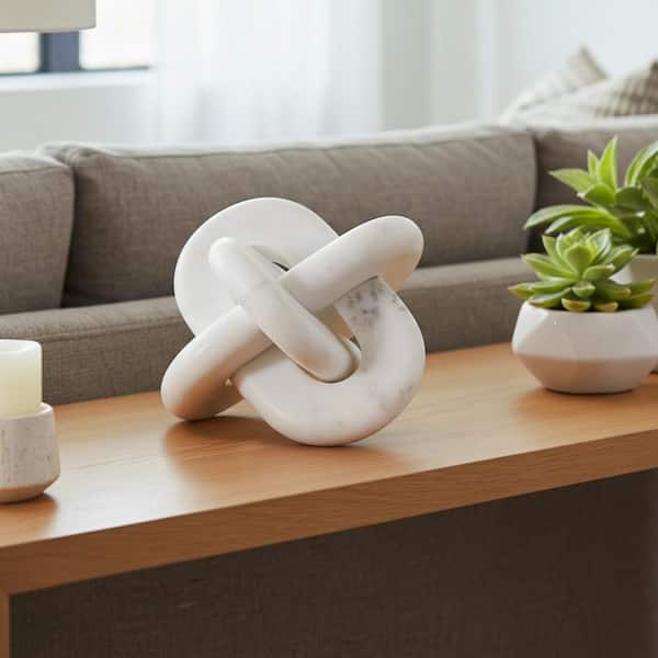 Liv & Skye White 6 in. x 6 in. Stone Abstract Geometric