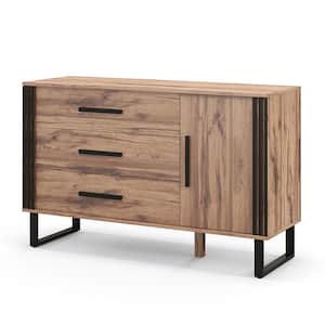 Brown 29.5 in. H Storage Cabinet Sideboard with 1-Door and 3-Drawers