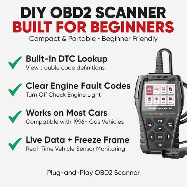 OBD2 Scanner Car Code Reader DIY Scan Tool Tester THINKCHECK OBD60