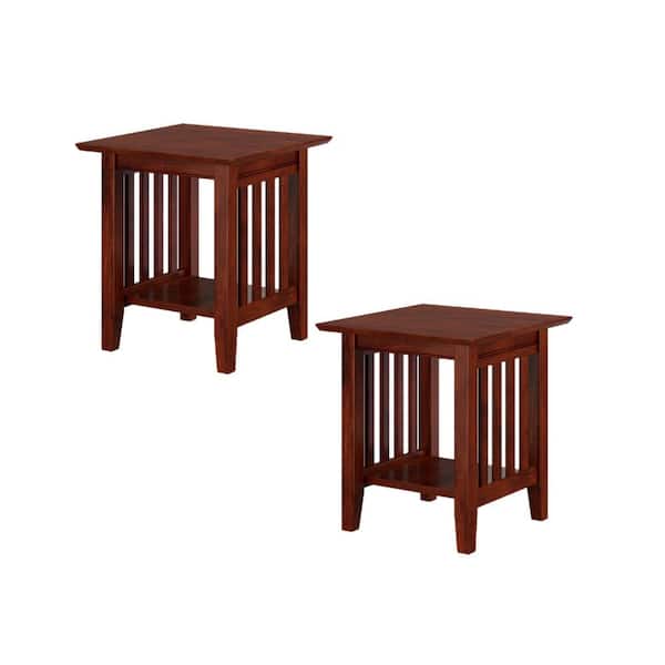 AFI Mission 20 in. Wide Walnut Brown Square Solid Hardwood End Table Set of 2