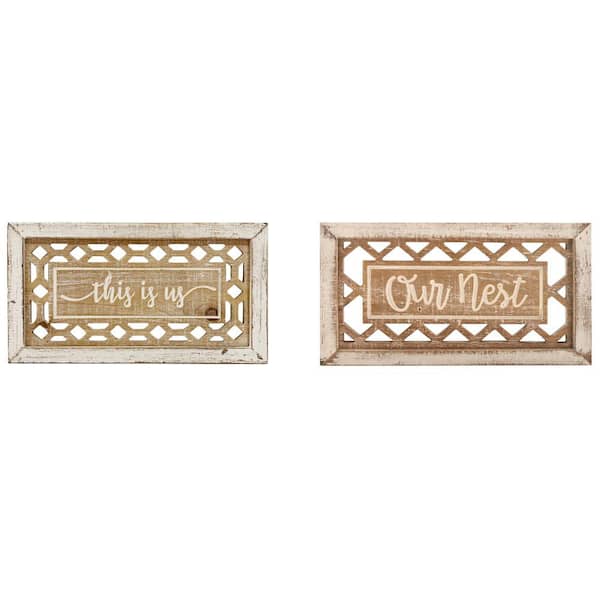 Litton Lane Farmhouse Wood White Wall Decor (Set of 2)