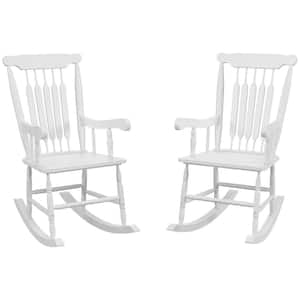 Porch Rockers Set of 2 White Poplar Wood Outdoor Rocking Chair