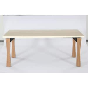 Halseey Modern Beige and Brown Wood 71 in. 4 Legs Dining Table Seats 4-6