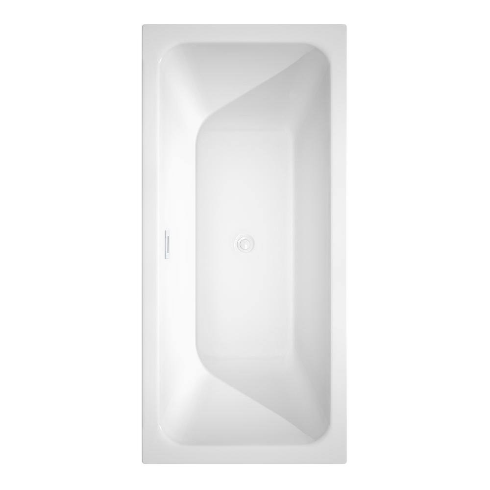 Galina 67'' Shiny White Acrylic Freestanding Soaking Bathtub