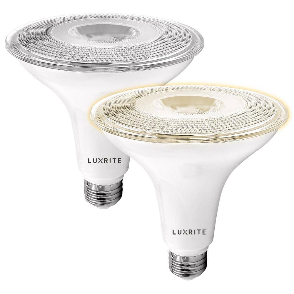 LUXRITE 90-Watt Equivalent PAR38 Dusk to Dawn Sensor LED Light Bulb E26 Base 3000K Soft White (2-Pack) -  LR31631-2PK