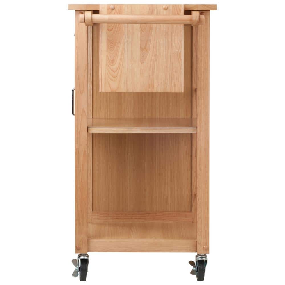 Natural Wood Kitchen Cart with Wine Rack and Storage