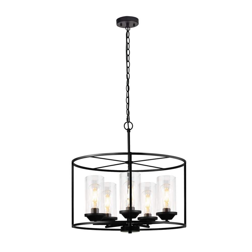 5 light Black Drum Chandelier for Farmhouse Dinning Room with no bulbs included price history on PriceWatchPro