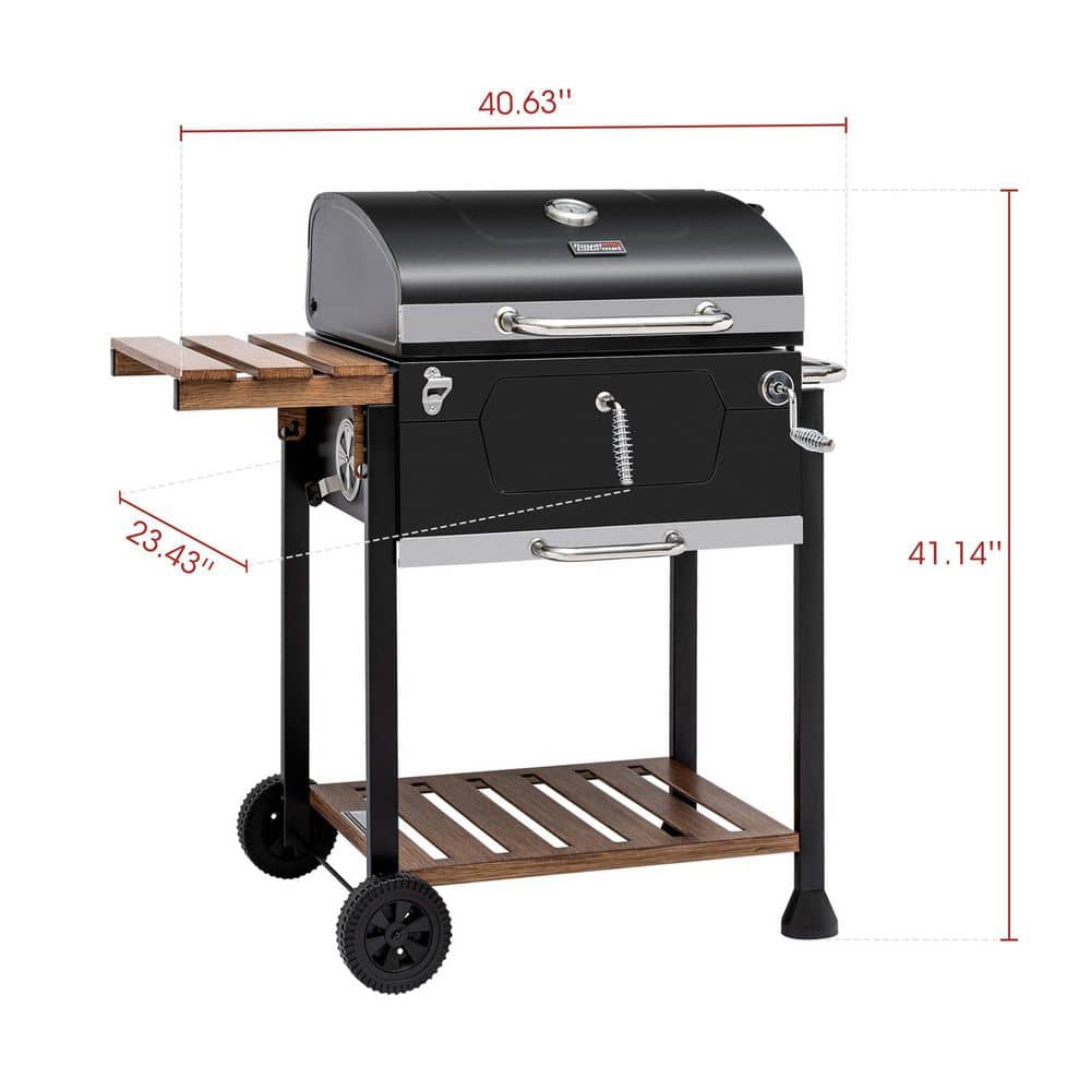 Royal Gourmet 24-Inch Black Stainless Steel Charcoal Grill with Smoker