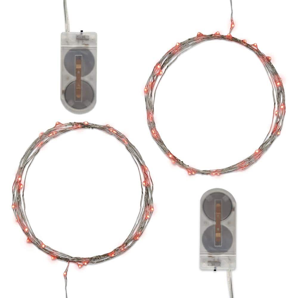 LUMABASE Battery Operated LED Waterproof Mini String Lights with Timer  (50ct) Warm White (Set of 2) 66702 - The Home Depot