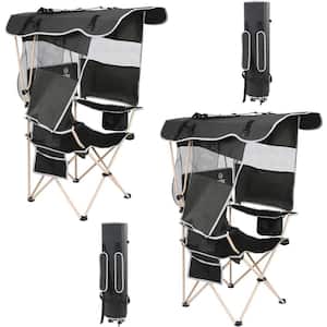 Camping Chair with Canopy, Chair with Shades, Folding Chair with Canopy, Backpack Chair with Cooler (2-Pack Green)