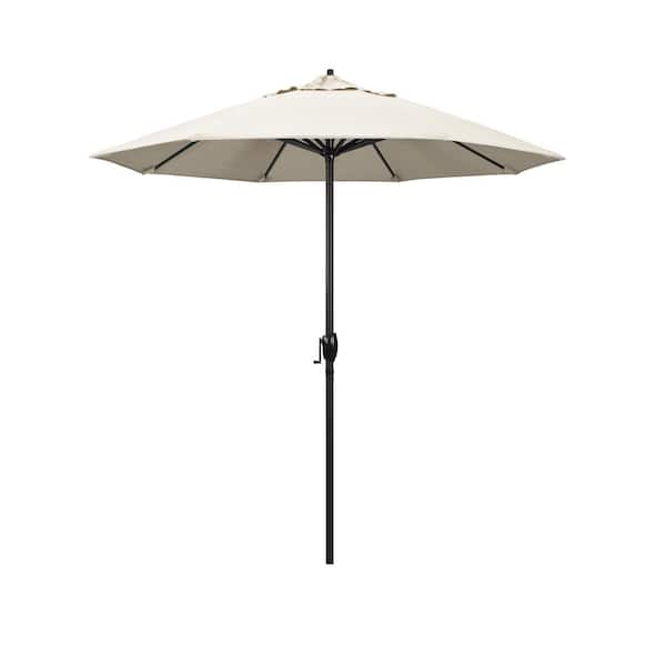 California Umbrella 7.5 ft. Black Aluminum Market Patio Umbrella Auto Tilt in Canvas Sunbrella