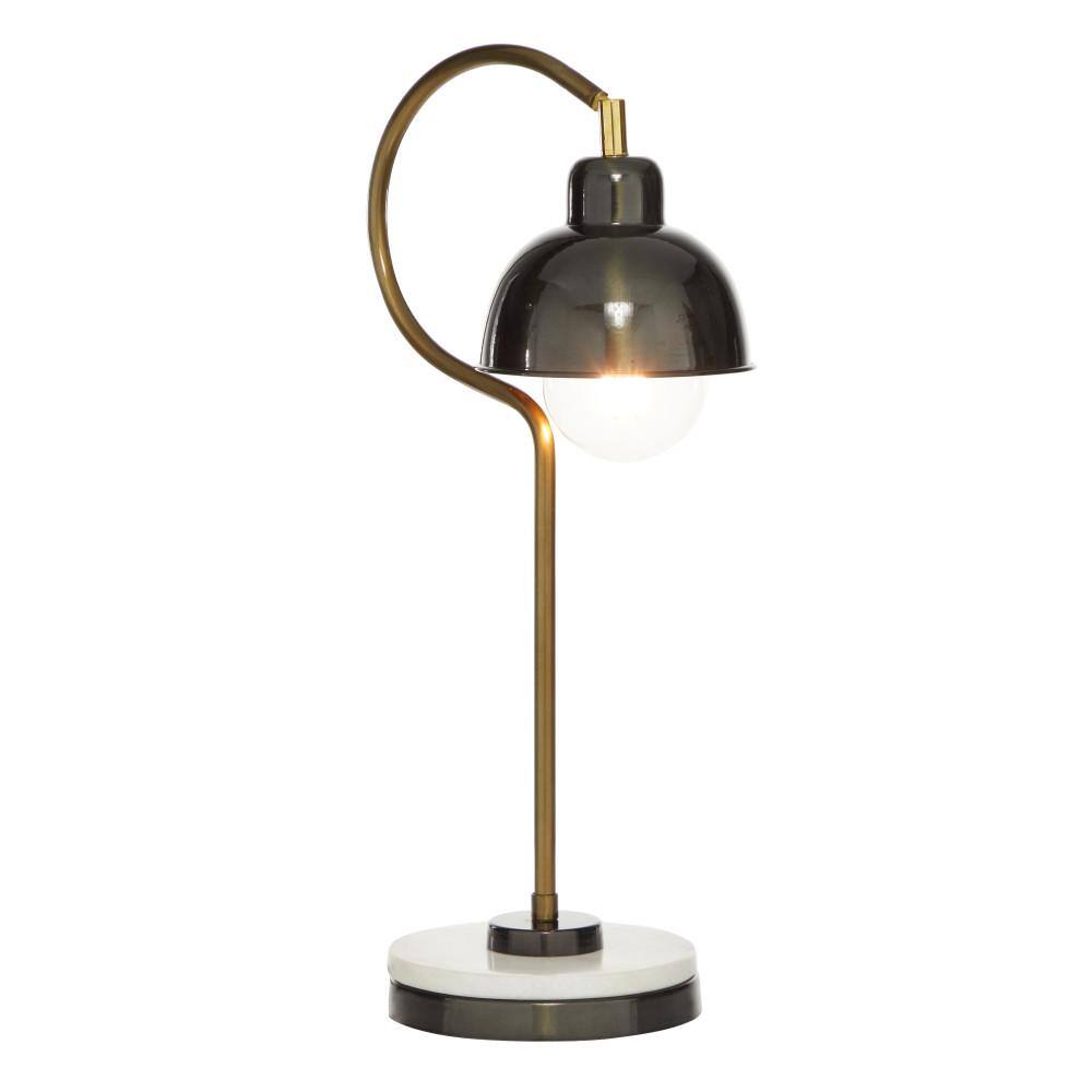 22" Black Metal Desk Lamp with Brass Accent