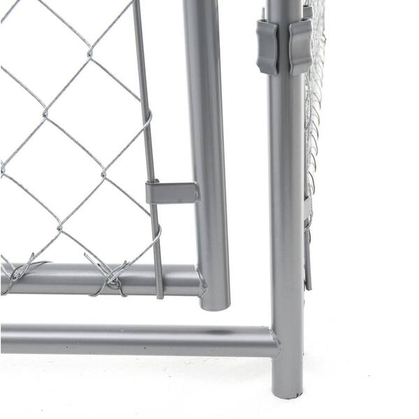 Lucky Dog CL 41028EZ 2 in 1 Galvanized Steel Chain Link Kennel Silver