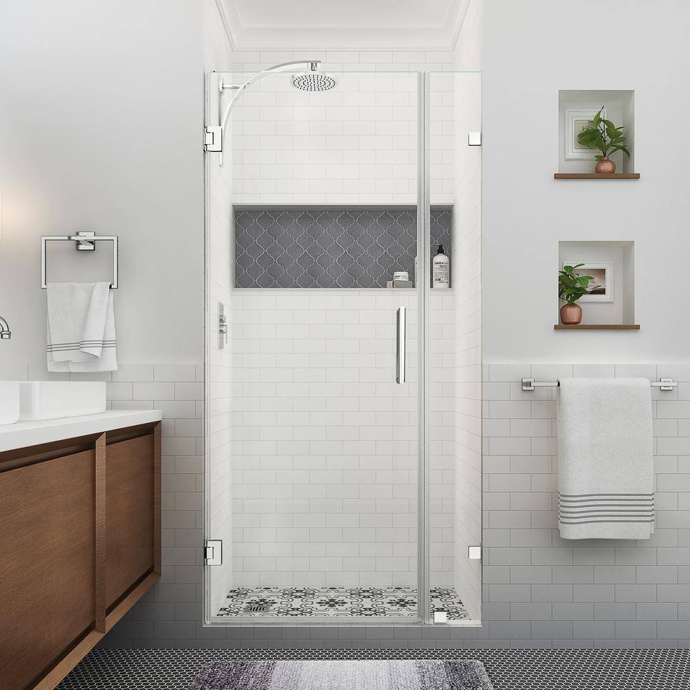 Nautis XL 43" Frameless Clear Glass Shower Door with Chrome Finish