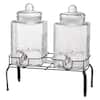 Volenca 1.5 Gallon Glass Beverage Dispenser with Metal Stand and Stainless Steel Spigot, 2 Pack for Parties MDVE-ZT497864