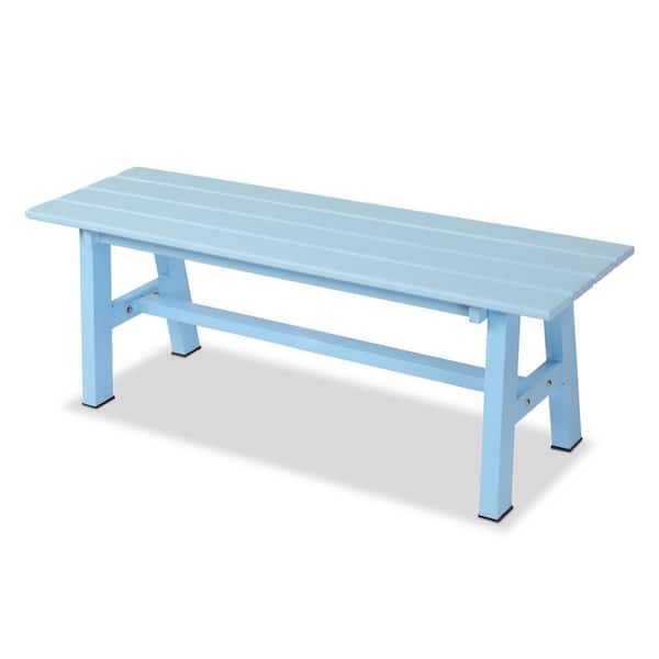 Karl home 46 in. 2-Person Plastic Blue Outdoor Ottoman Patio Bench