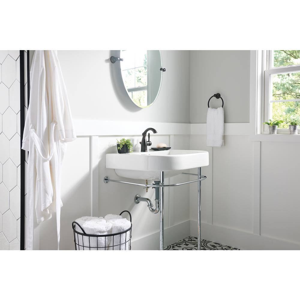 Mediterranean Bronze Single Hole Bathroom Faucet with Drain Assembly