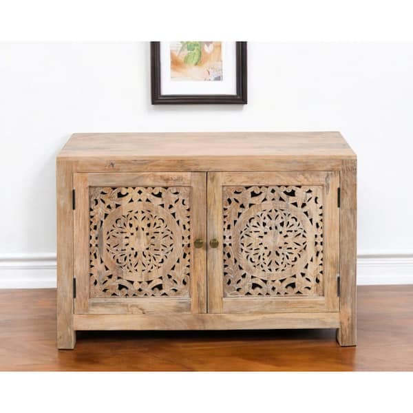 30 in. Charcoal Solid Wood Textured Door Accent Cabinet with 2 Doors