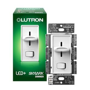 Skylark LED+ Dimmer Switch for Dimmable LED, Incandescent Bulbs, Single-Pole or 3-Way, Easy-Open Pro Box, White