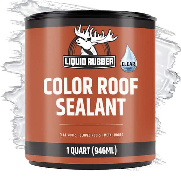 LIQUID RUBBER Color Roof Sealant- Elastomeric Roof Coating for Flat and Metal Roofs Quart (0.96L) Clear 32 oz.