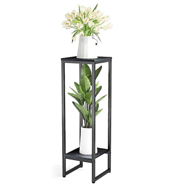 Unbranded 37.4 in. Tall Plant Stands indoor, 2 Tier Tall Plant Table, Pedestals Stands, Modern Square Flower Planter