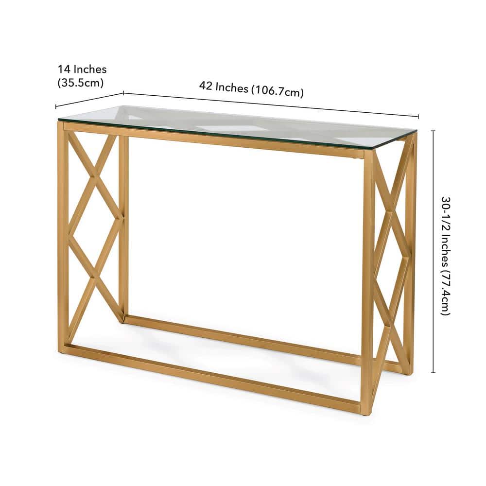 Gold and Glass Geometric X Hallway Table