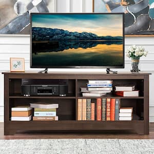 Espresso 58 in. TV Stand Entertainment Media Center Console Fits TV's up to 65 in. Wood Storage Furniture