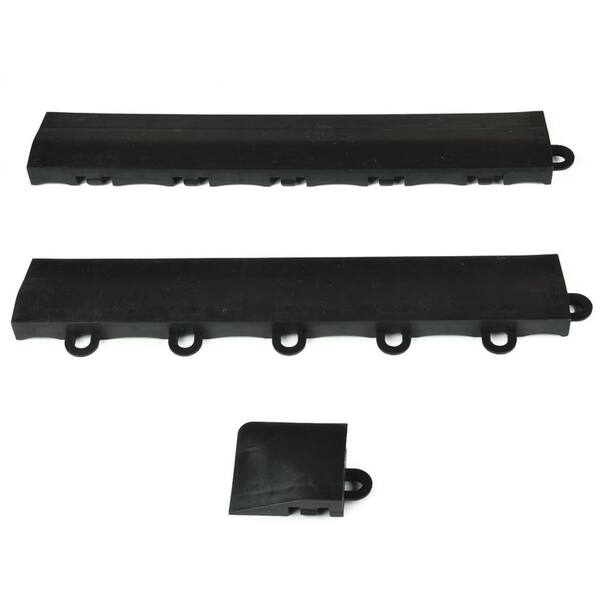 Greatmats Click Tile Black 2-3/8 in. x 2-3/8 in. x 5/8 in. Corner Ramp (Case of 4)