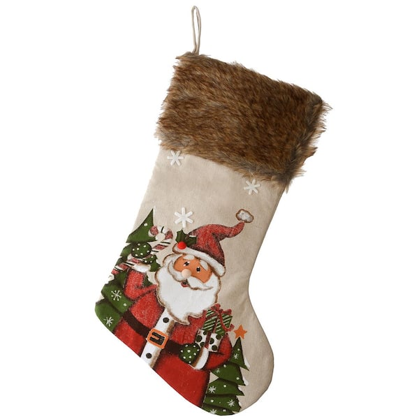 National Tree Company 21 in. Rural Homestead Santa Stocking AH63-Y10278-1 -  The Home Depot