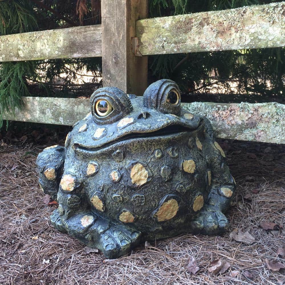 Large Dark Natural Resin Toad Garden Statue