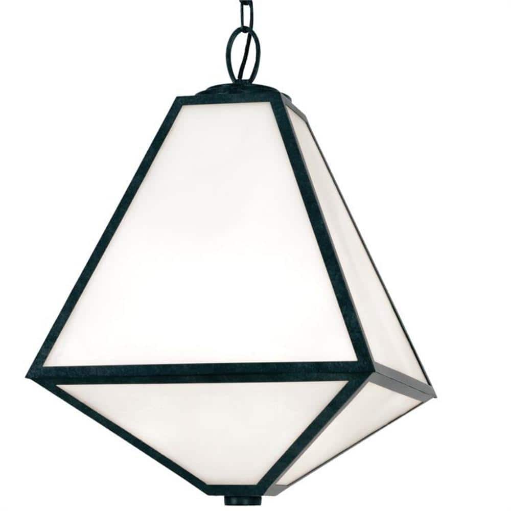Black Charcoal Outdoor Lantern with White Opal Glass Panels