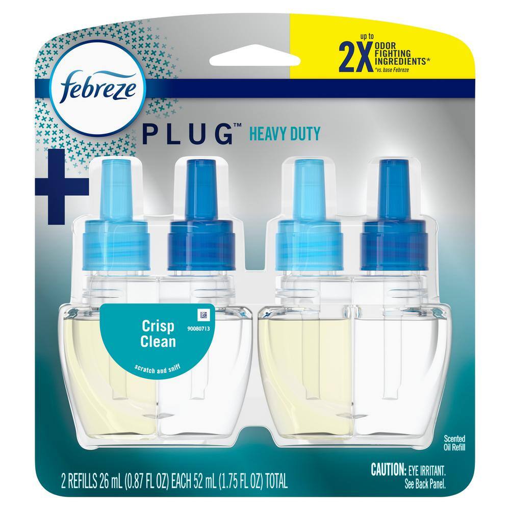 Plug Heavy-Duty Crisp Clean Scent Refills Recharges Air Freshener (2 Refill