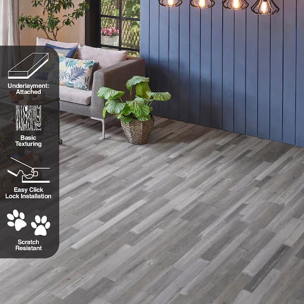 TrafficMaster Skyland 6 MIL x 6 in. W x 36 in. Whitewashed Gray