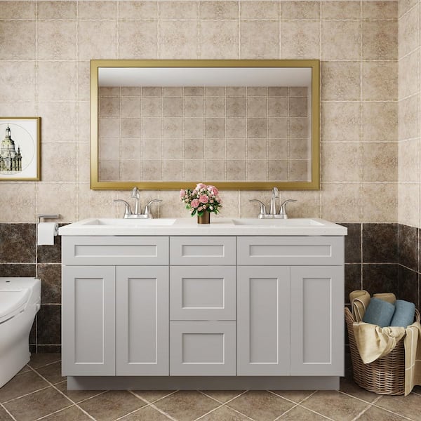 60 in. W x 21 in. D x 34.5 in. H in Shaker Dove Plywood