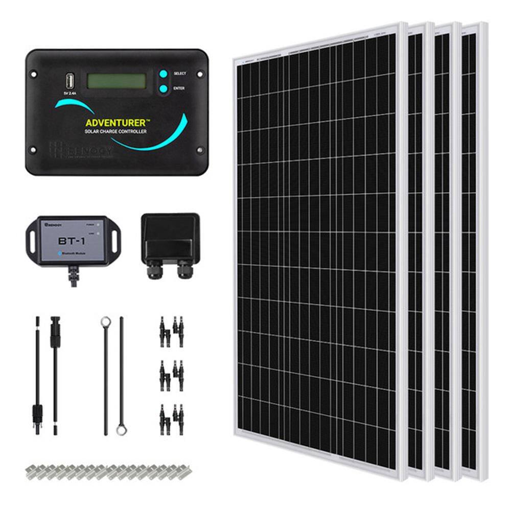400-Watt Solar RV Kit, 4 Pcs 100W 12V Rigid Monocrystalline Solar Panel & 30A PWM Charge Controller