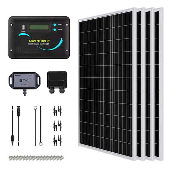400-Watt Solar RV Kit, 4 Pcs 100-Watt 12-Volt Rigid Monocrystalline Solar Panel and 30A PWM Charge Controller Off-gird