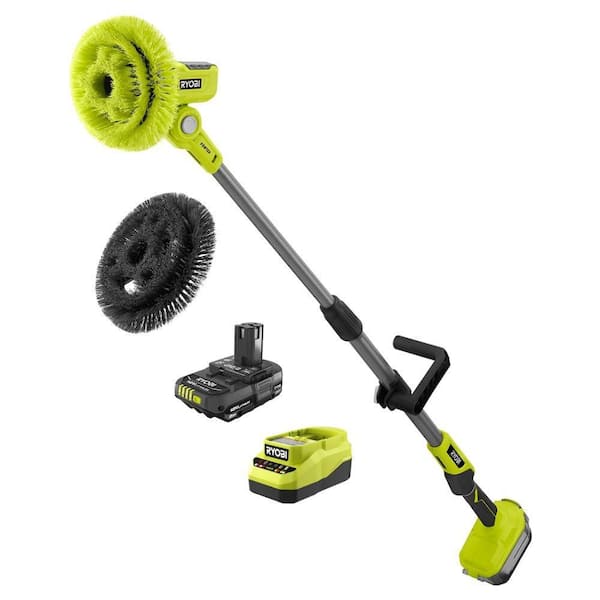 RYOBI ONE+ 18V Cordless Telescoping Power Scrubber Kit w/ 9 in