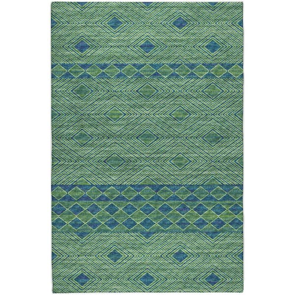 Dream Shag Premium Machine Washable Abstract ADS107 Green 5 ft. x 7 ft. 6 in. Area Rug