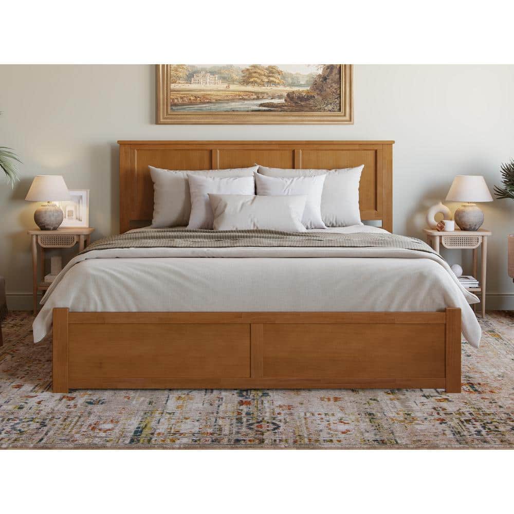 Madison King Light Toffee Wood Platform Bed with Storage Drawers
