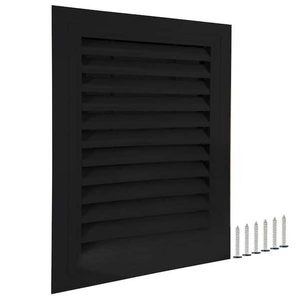 KIWDZFU 16x22 Rectangle Black Aluminum Alloy Gable Vent with