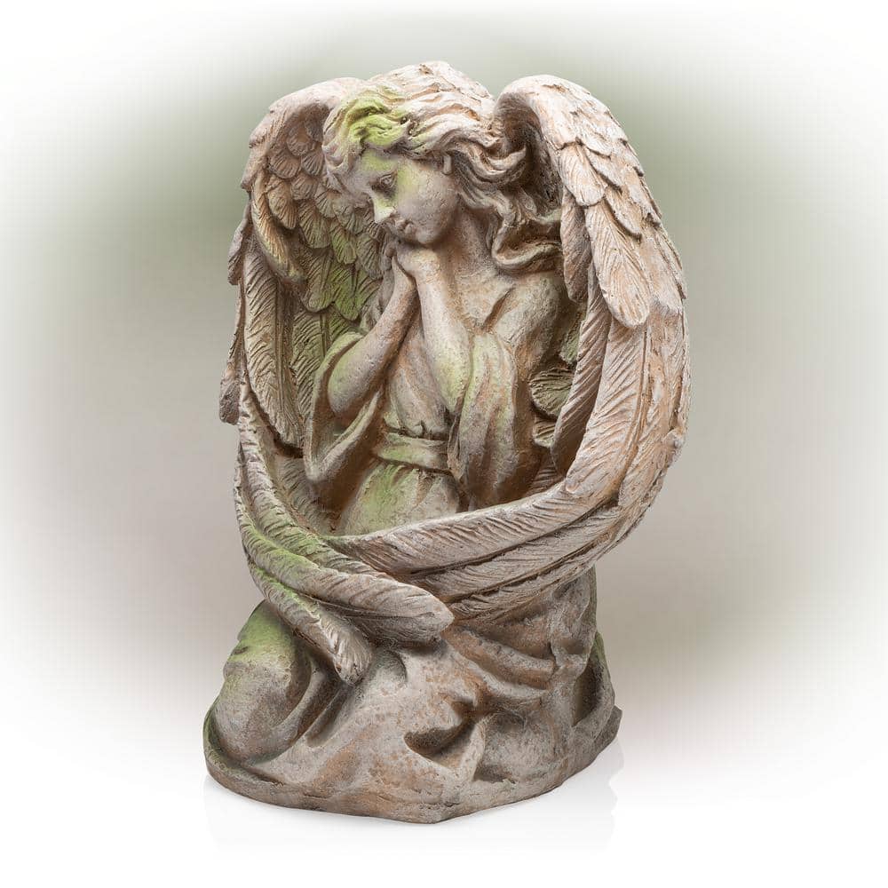 Stone Guardian Angel Garden Statue with Solar Power