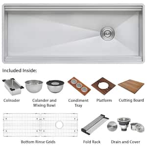 16-Gauge Stainless Steel 45 in. Single Bowl Undermount Workstation Kitchen Sink