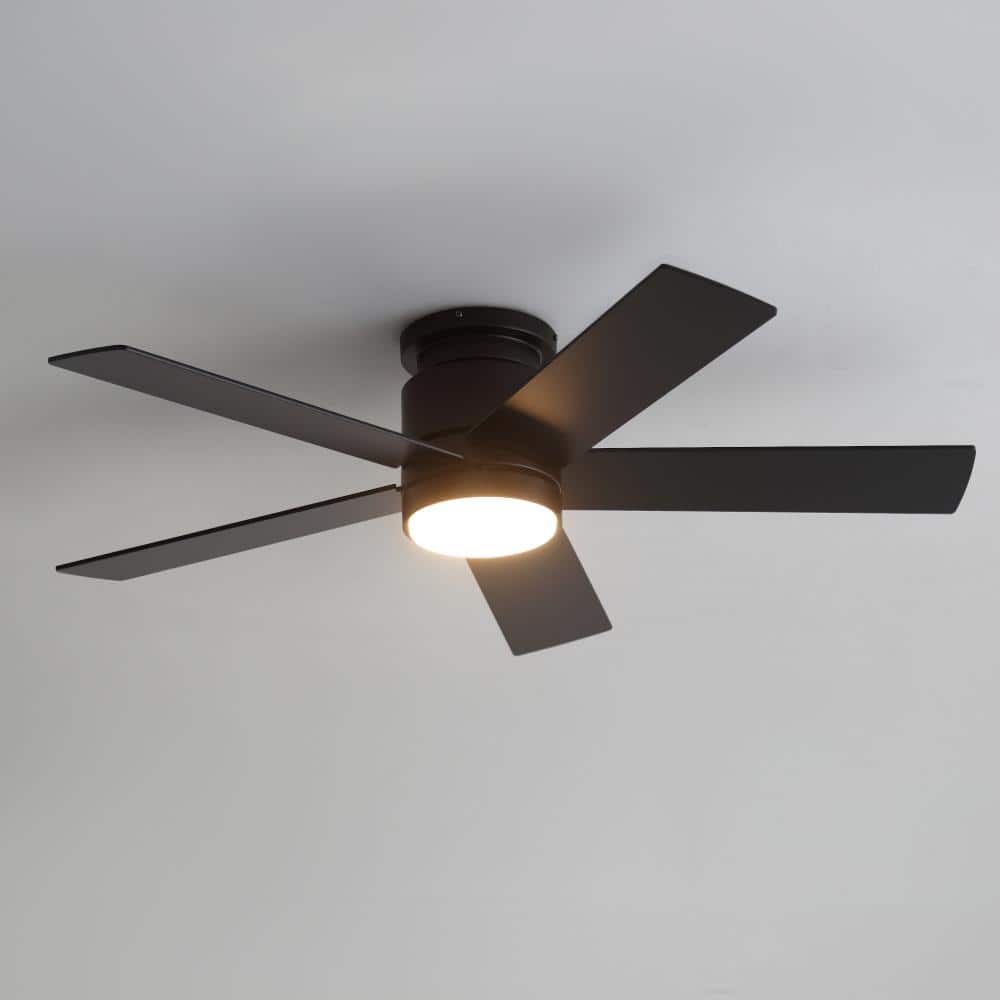 42 in. Modern Flush Mount Ceiling Fan indoor with Integrated LED Light, Matte Black Finish with Remote Control price history on PriceWatchPro