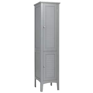14.5 in. W x 14.5 in. D x 63 in. H Gray Freestanding Narrow Storage Linen Cabinet for Bathroom