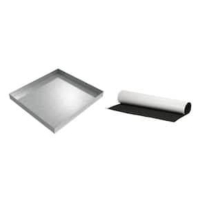Compact Washer Floor Tray with Anti-Vibration Pad - 27 in. x 25 in. x 2.5 in. - Galvanized Steel