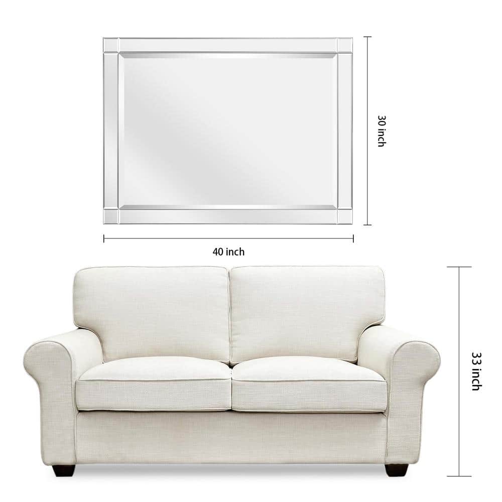 Elegant Full-Length 30" x 40" Rectangular Beveled Wall Mirror with Solid Wood Frame