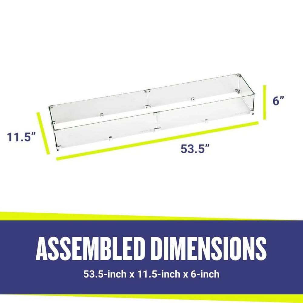 53.5'' Clear Tempered Glass Flame Guard for Fire Pit