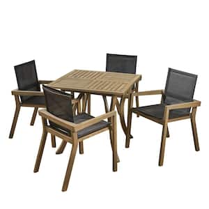 Chaucer Grey 5-Piece Wood Square 30 in. Outdoor Patio Dining Set